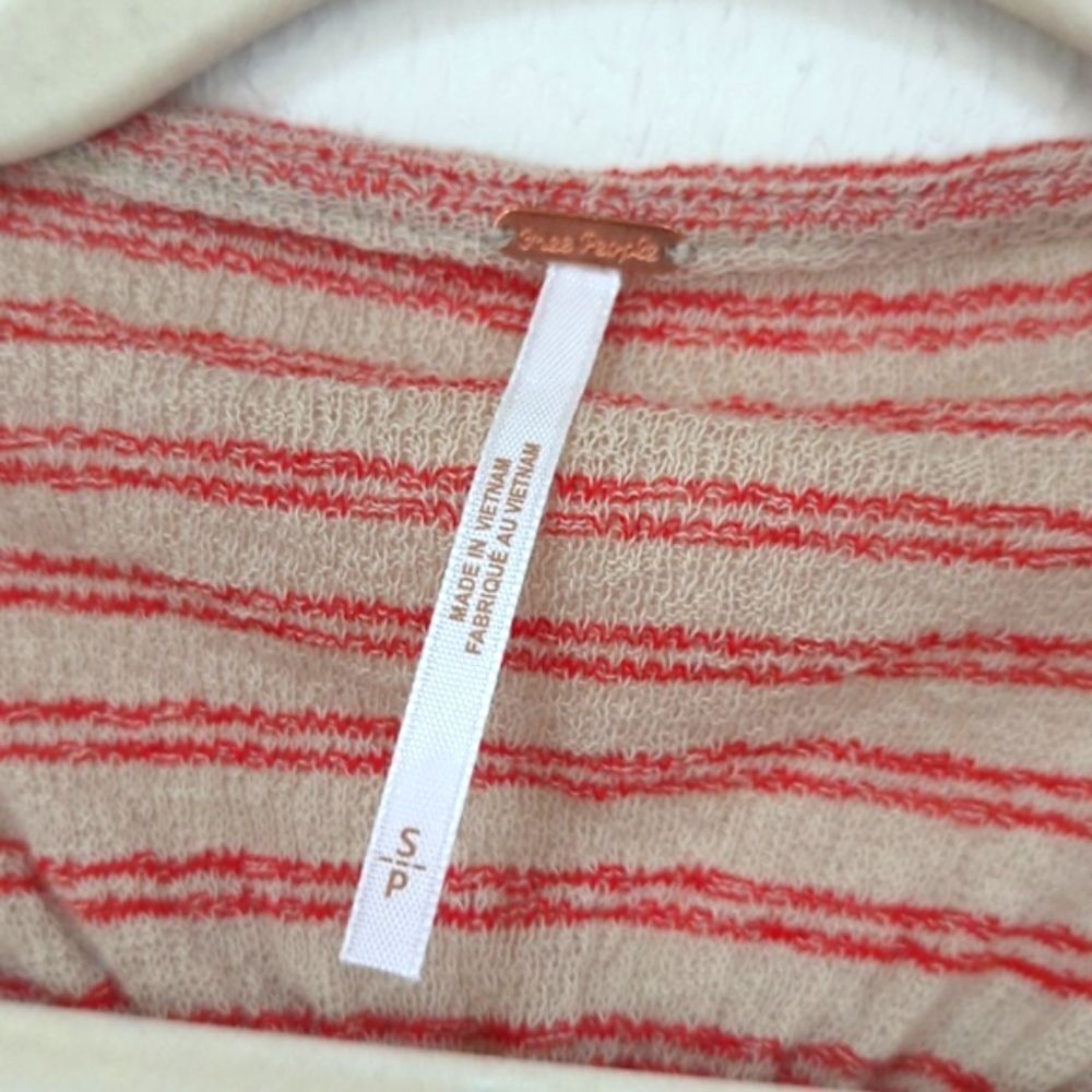Free People Women's Beige/Red Striped Surplice Tank Top Stripes NWT Size S - Picture 4 of 7